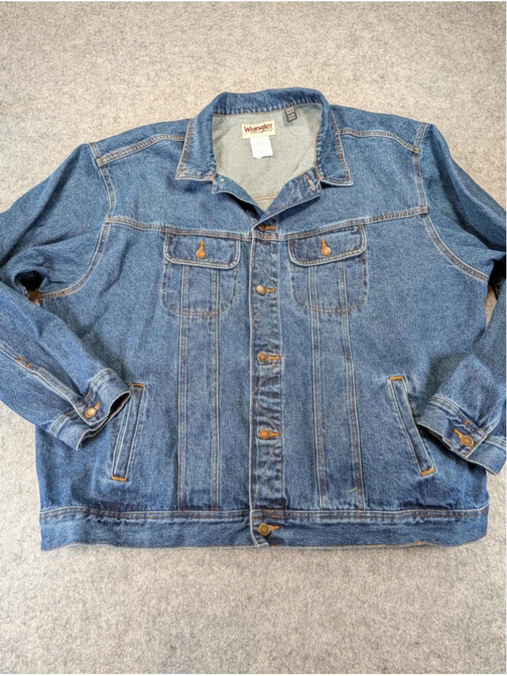 Vintage 90's Wrangler Mens 4X Rugged Wear Denim Jean Trucker Work Jacket